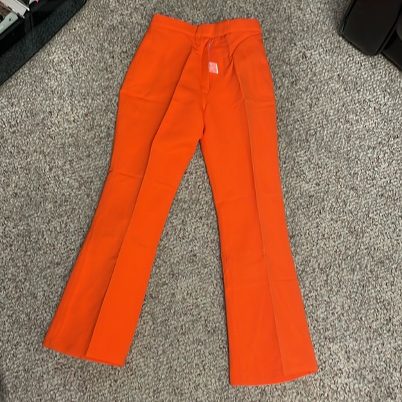 Vintage 70s ultra high rise Bright Orange flare leg pants - new - Picture 1 of 13